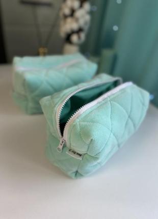 Косметичка велюрова, 25х13х12см, мʼятна