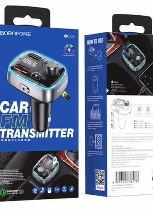 Автомобильный fm фм модулятор bluetooth блютуз трансмиттер borofone bc32