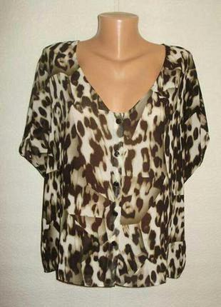Фирменная шифоновая блуза леопардовый принт с эффектом 3d размера m