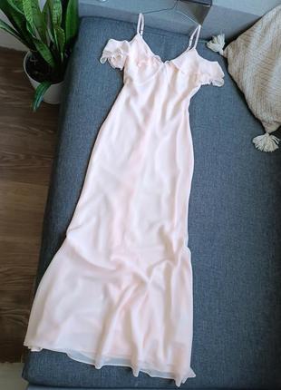 Ніжна персикова довга коктейльна сукня для особливих подій підійде на випуский
