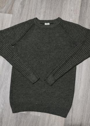 Мужской вязаный свитер хаки / easy / кофта / свитшот / мужская одежда / чоловічий одяг / зелений светр хакі