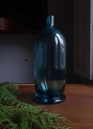 Антиквариат!🦋 купоросное стекло большой бутыль бутылка толстостенная литая баллон графин
