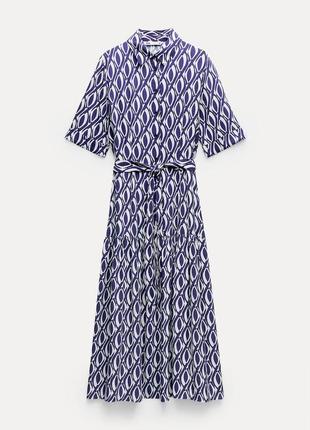 Женское принтованное платье платья платье-миди средней длины зара zara zw collection