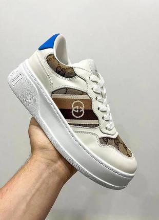 Розкішні жіночі кросівки у стилі gucci gg sneakers white premium білі