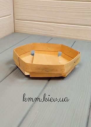 Кошик із букового шпону шестикутний120х120х35мм