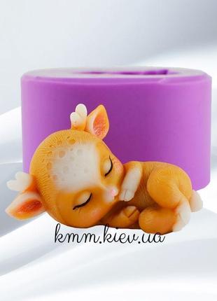 Силиконовая форма люкс 3d олененок спящий маленький 01