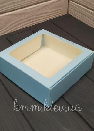 Коробка з квадратним вікном 150х150х50мм в асортименті - блакитний
