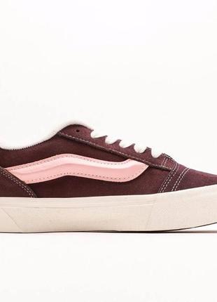 Кросівки vans knu burgundy pink коричневі з рожевим жіночі