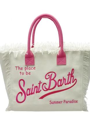 Пляжная сумка saint barth люкс качество молочного цвета