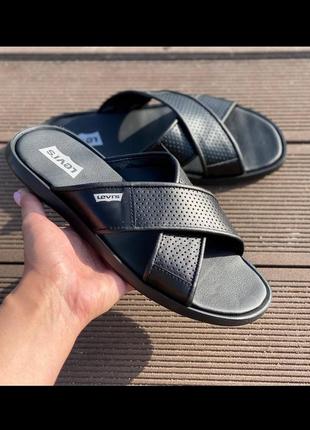 Кожаные мужские шлепанцы, шлепки lev