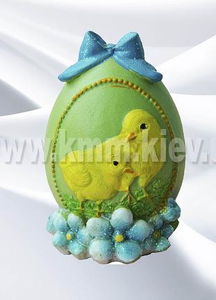 Силіконова форма люкс яйце з бантом та курчатами 3d