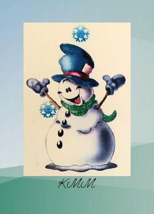 Картинка на водорозчинному папері сніговик веселий (1шт.)