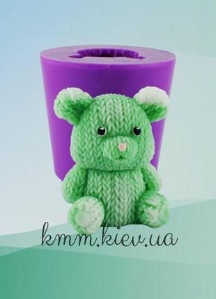 Силіконова форма люкс 3d в'язаний ведмедик 02