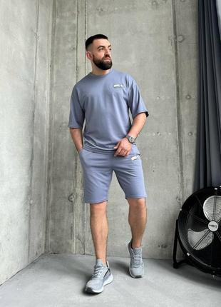 Чоловічий літний спортивний прогулянковий костюм з шортами і футболкою літо