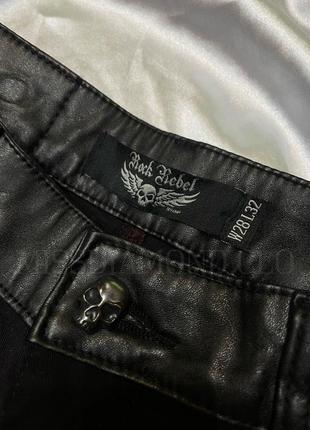 Джинсы штаны рок панк с кожаными вставками с черепами винтаж rock rebel