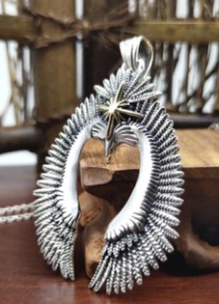 Унисекс большой серебряный кулон орел кондор полярная звезда