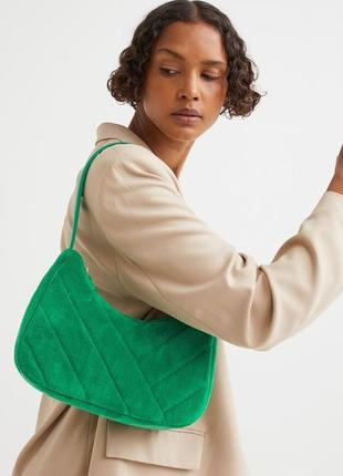 Зеленая меховая сумочка от h&amp;m, яркая сумочка, в наличии ✅