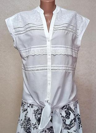 Белая блуза с прошвой matalan