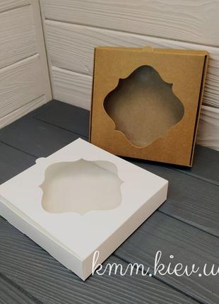 Коробка з фігурним вікном 2 (біла, крафт) 150х150х30мм - білий