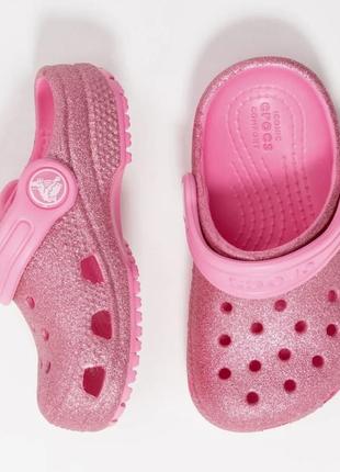 Кроксы сабо шлёпанцы сланцы с блестками crocs classic glitter kids clog (оригинал)