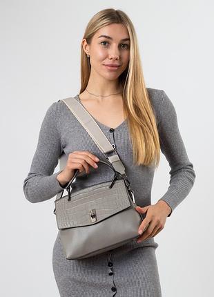 Сумка женская кожаная серая 6782-b s
