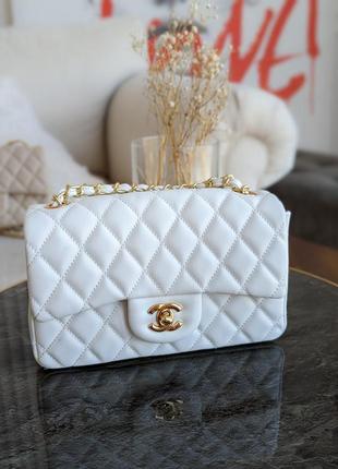 Качественная белая женская сумка chanel classic молочная женская сумка на цепочке кожаная сумка кросс боди сумка через плечо