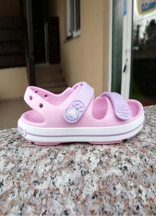 Крокс крокбенд сандалі дитячі рожеві crocs toddler crocband™ cruiser sandal ballerina / lavender