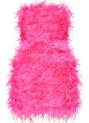 Премиум розовое платье из перьев пух xs-xxs