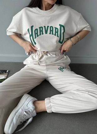 Женский спортивный костюм «harvard»: футболка и штаны джоггеры🌿