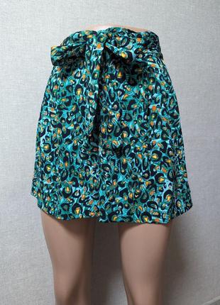 Яркие леопардовые шорты юбка с поясочком от vero moda