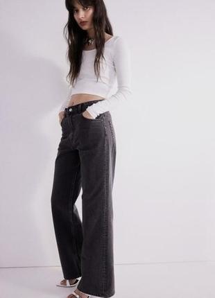 Черные джинсы, черно-серые джинсы трубы от h&m