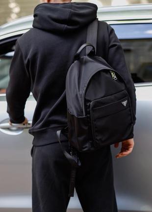 Prada re-nylon and saffiano leather backpack black