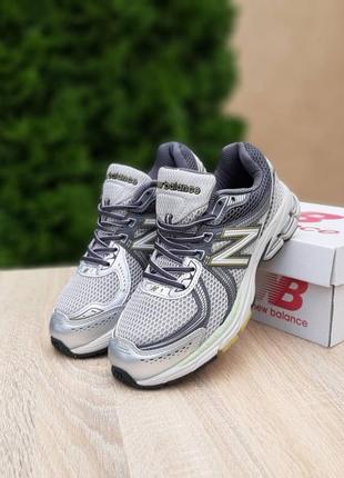 Кроссовки new balance 860 серые с салатовым