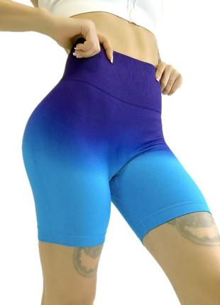 Шорты пуш ап для фитнеса женские lilafit фиолетово-голубые градиент м (lfh000014)