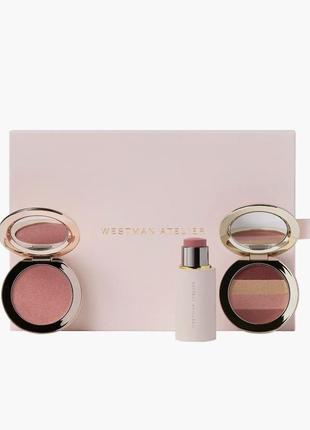 Палетка для губ помада кремовые румяна кремовый хайлайтер westman atelier set cream blush stick tinted highlighter lip suede lipstick palette