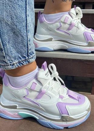 Жіночі кросівки amelia білі з фіолетовими вставками