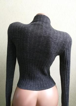 Гольф в рубчик. водолазка. серый свитер. кроп топ.3 фото