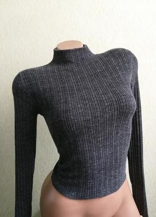 Гольф в рубчик. водолазка. серый свитер. кроп топ.2 фото