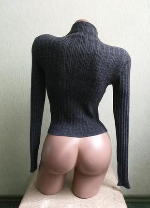 Гольф в рубчик. водолазка. серый свитер. кроп топ.7 фото