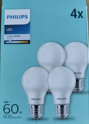 Світлодіодна лампа philips essential led bulb 8w e27 4000k