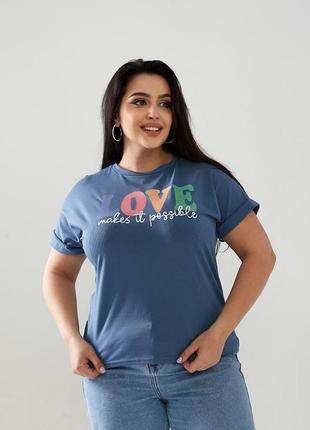 Женская футболка турецкий кулир 42-58 размеров. 0376024