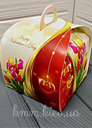 Коробка бонбоньєрка happy valentine's day день св валентина 110х110х110мм