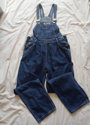 Штани джинсові на підтяжках розмір l xl джинси батал на лямках комбез комбінезон джинсовий на високій посадці на резинці з вираженою талією