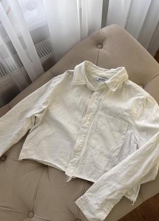 Джинсовий укорочений піджак сорочка укорочена  рвана рваний