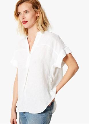 Большой размер 100% лён белая блузка льняная рубашка
