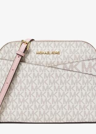 Брендовая женская маленькая сумка кроссбоди michael kors jet set travel medium logo dome crossbody bag