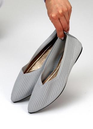 М'які еластичні легкі текстильні сірі балетки звужений носок в...2 фото