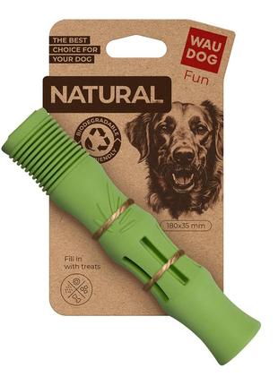 Игрушка для собак waudog fun natural палка, биоразлагаемая резина, 18 см, зеленая