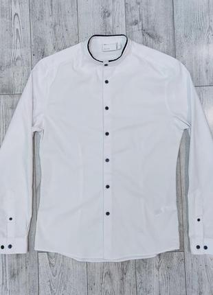 Рубашка мужская белая без воротника сейка casual бренда asos размер m