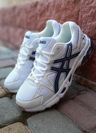 Чоловічі білі з синім кросівки з сіткою в стилі asics gel kahana 8 🆕 кроссовки асікс